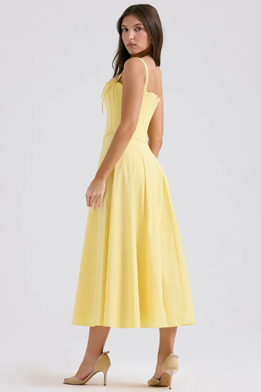 Vestido Midi Com Espartilho - Modelo Lily