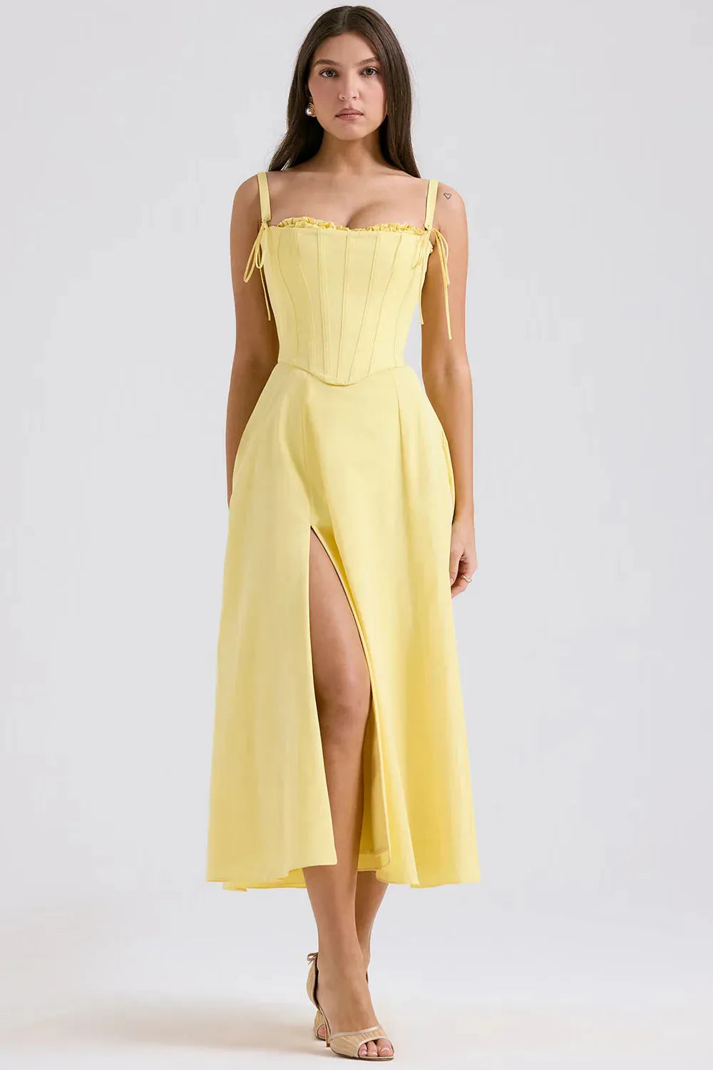 Vestido Midi Com Espartilho - Modelo Lily