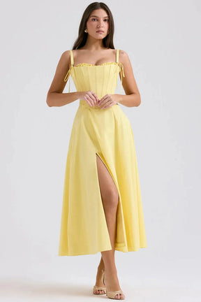Vestido Midi  Com Espartilho - Modelo Lily